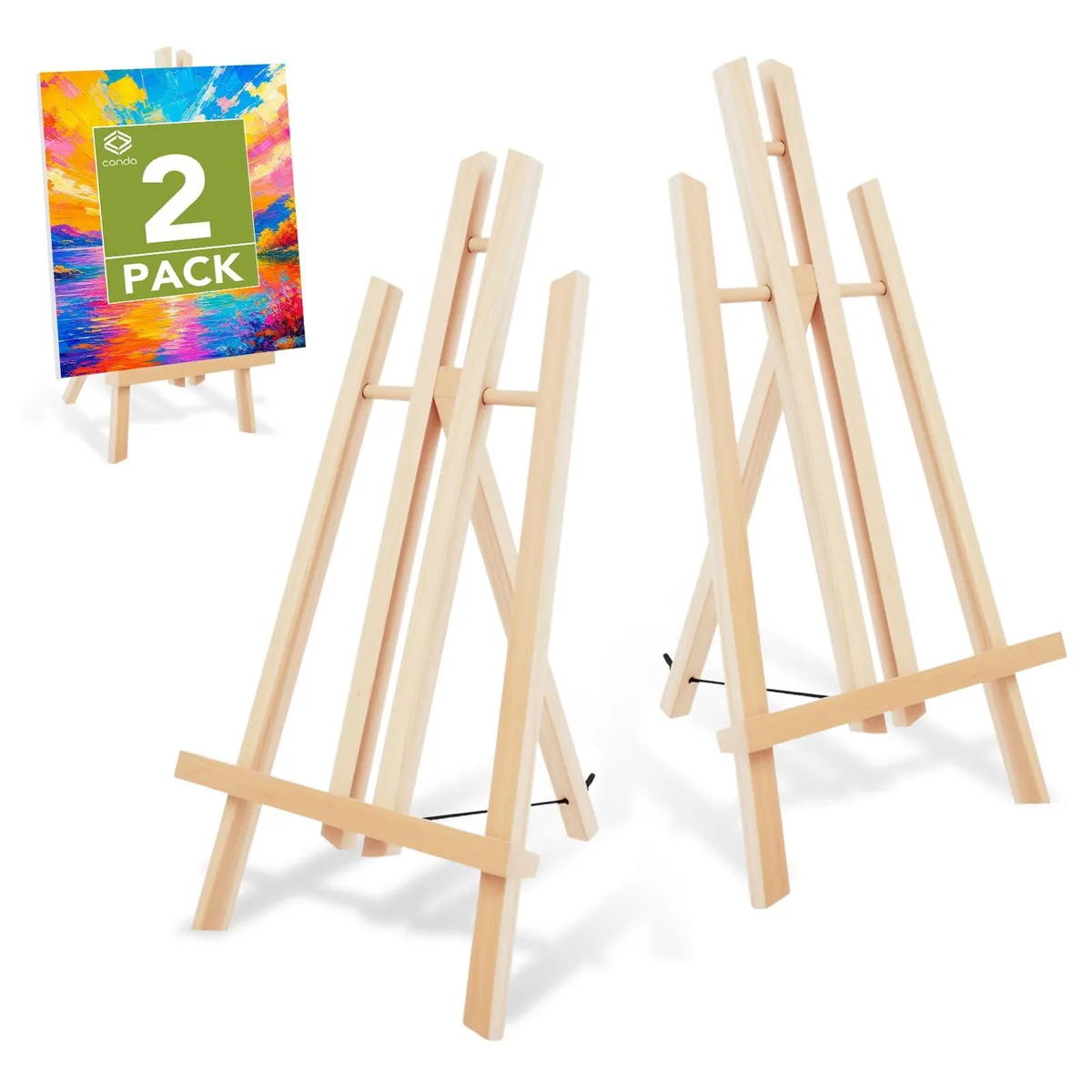  conda C1070001 17 Inch Wooden Tabletop A-Frame Easel 2 Pack — product photo