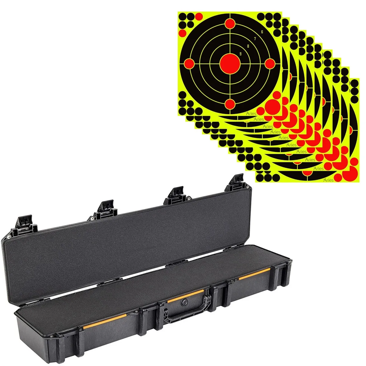 Pelican Products, Inc. Pelican V770 Vault Rifle Case Black with 10-Pack 12x12 Targets — product photo
