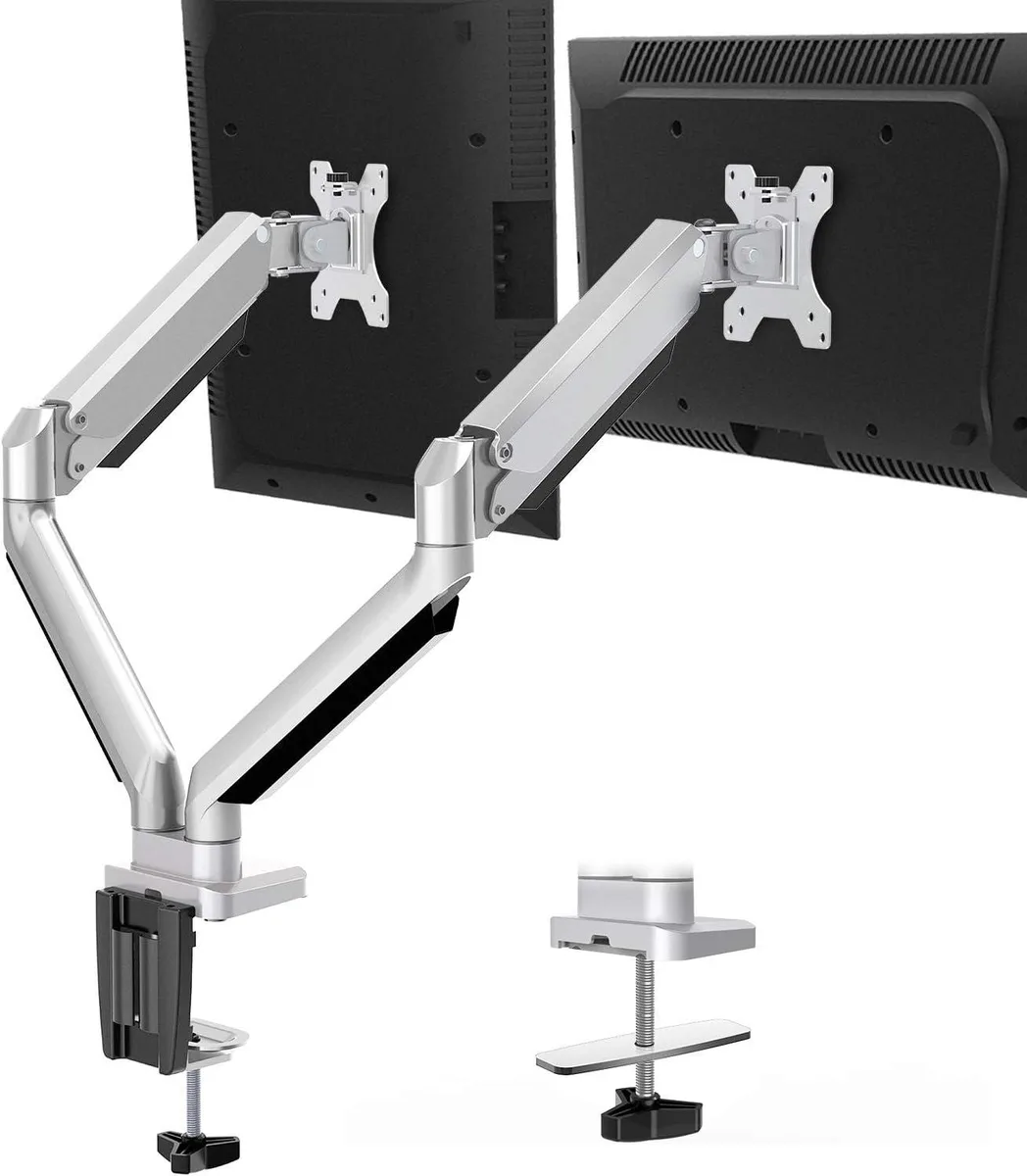 PISKEKAT PISKEKAT MU0024 Dual Monitor Arm Mounting Rack 17-32" VESA 75x75/100x100mm 3.3-17.6 lbs — product photo