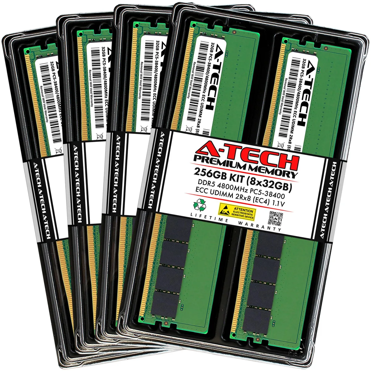A-Tech A-Tech 256GB (8x32GB) DDR5 4800 ECC UDIMM 2Rx8 Server RAM — product photo