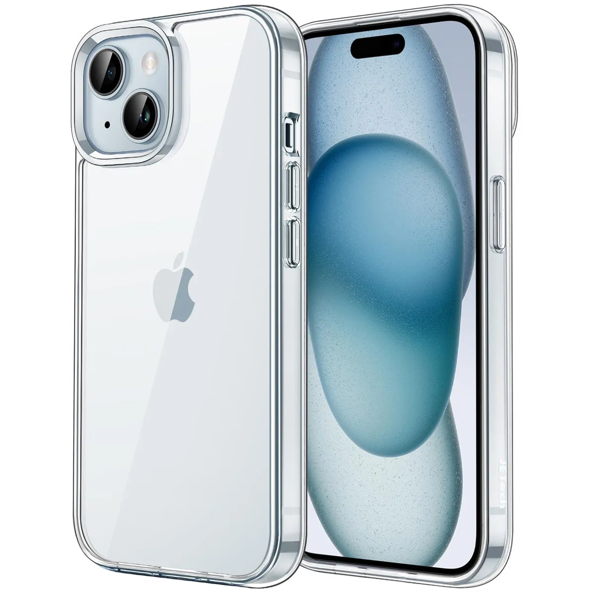 Transparent slim case for iPhone 15 6.1 inch with clear back and black bumper edges