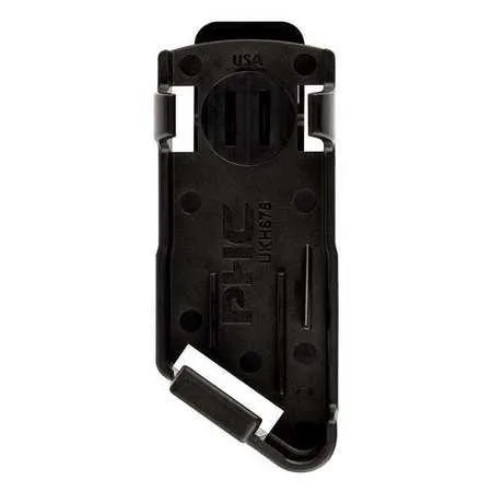 Black plastic swivel belt holster with single pocket for safety cutter