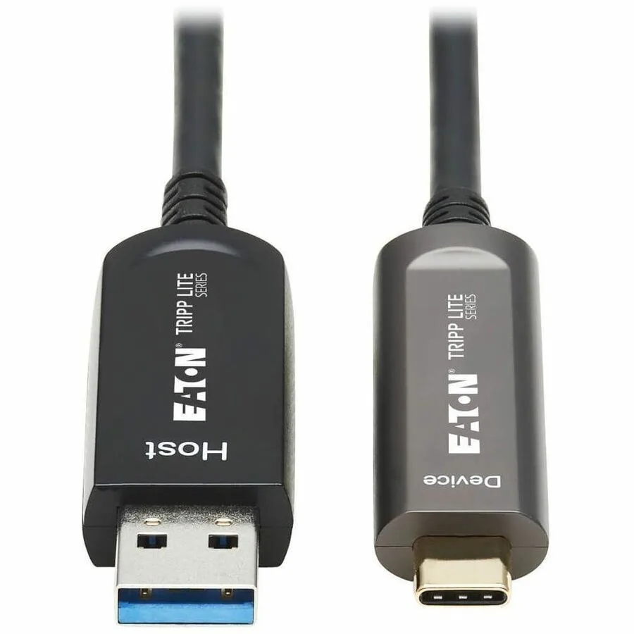Black 15 metre USB A to USB C active optical cable