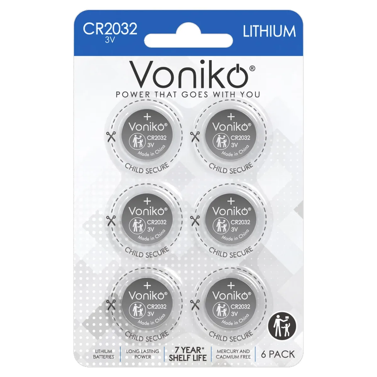 No Sew No Sew Voniko CR2032 3V Lithium 6 Pack — product photo