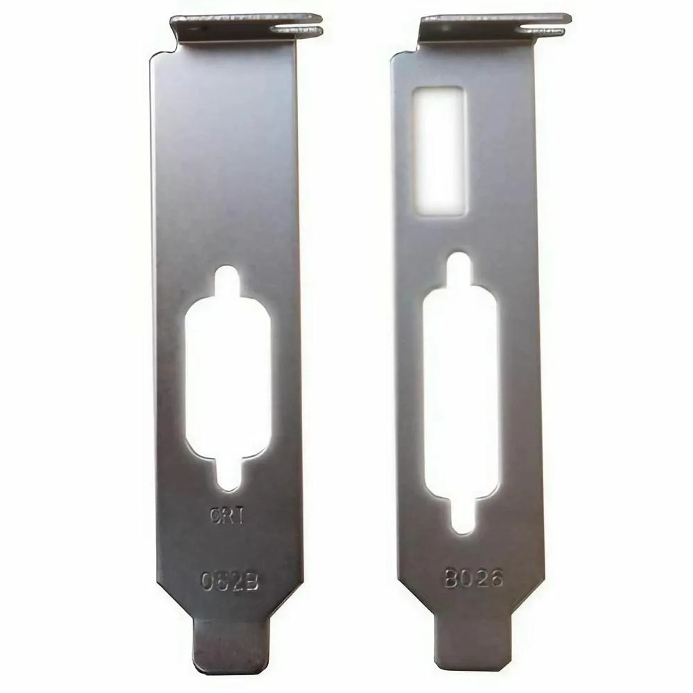 Silver low-profile bracket with HDMI, DVI and VGA ports, pair
