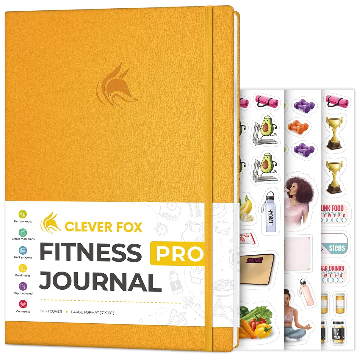  Clever Fox Fitness Journal PRO Planner 7x10 Amber Yellow — product photo