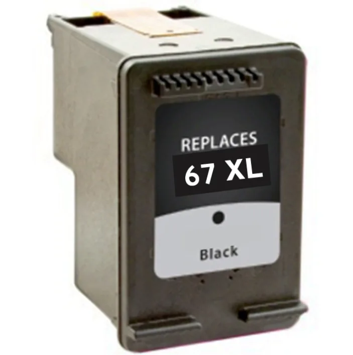Black inkjet cartridge with matte plastic housing and gold contacts
