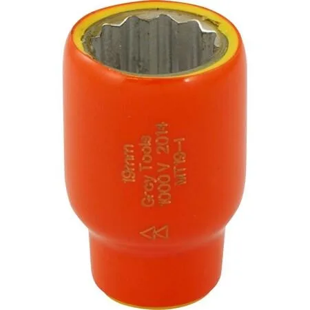 Gray Tools 19mm 3/8 inch drive insulated socket with orange and yellow layers