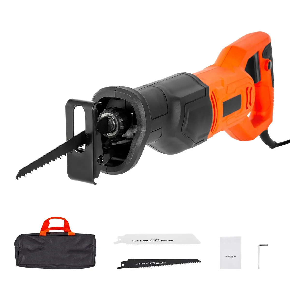 VEVOR VEVOR 77112 Corded Reciprocating Saw 120V 6A 3000 SPM 3/4" Stroke 8 Blades Bag — product photo