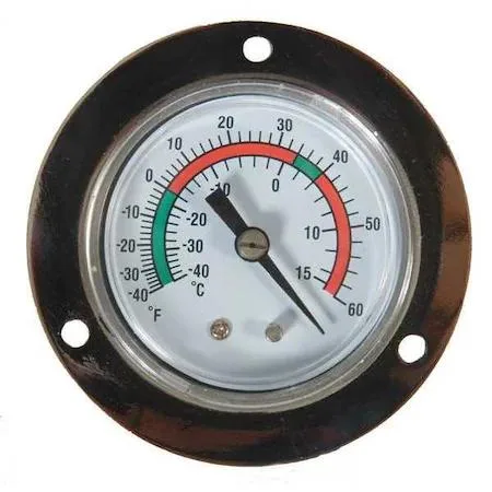 Analog panel thermometer with stainless steel housing and 2.5 inch nickel tin probe