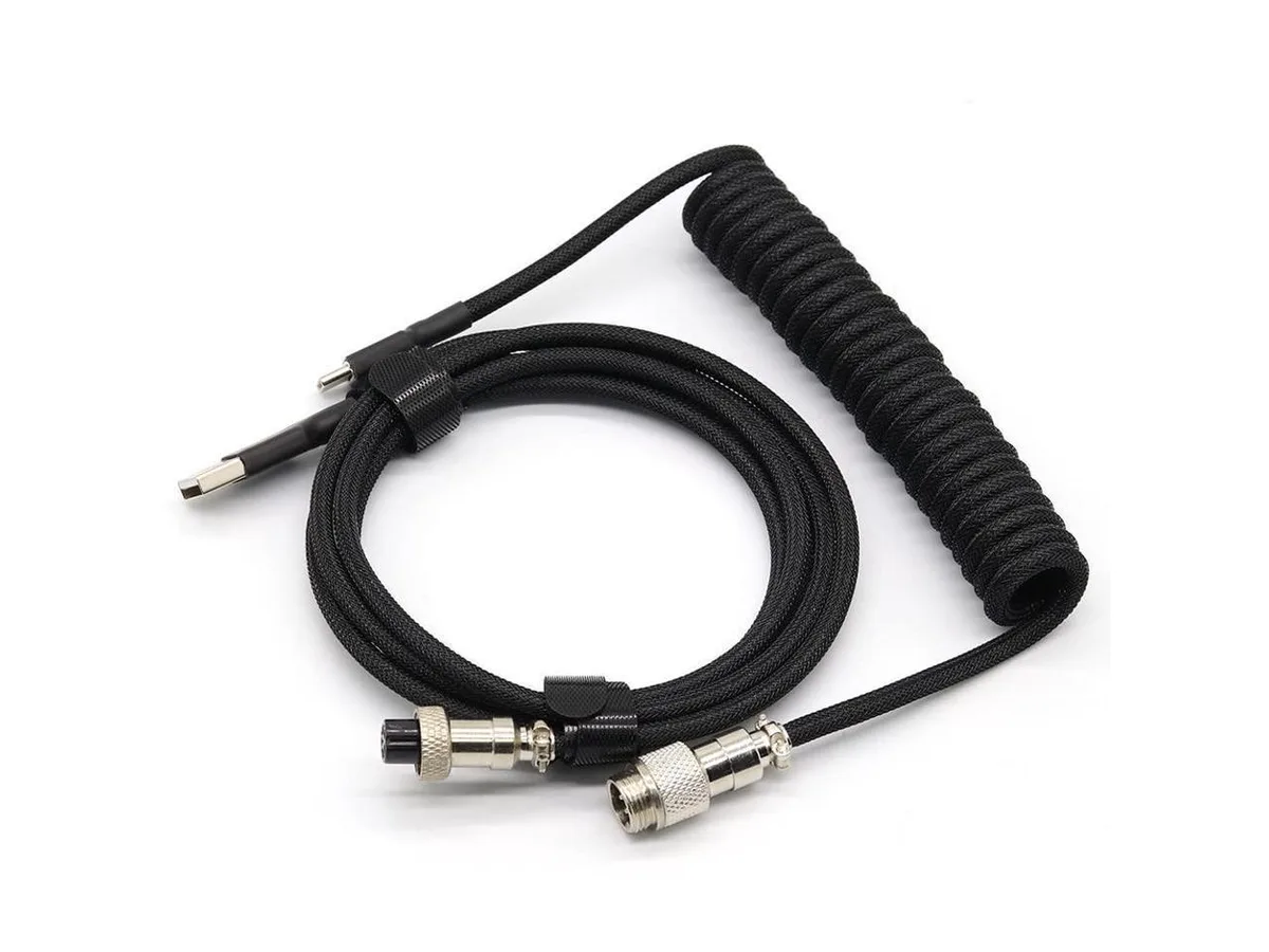 BUCIER BUCIER Coiled USB Cable Lightning to USB-C Black 3m 9.8ft — product photo