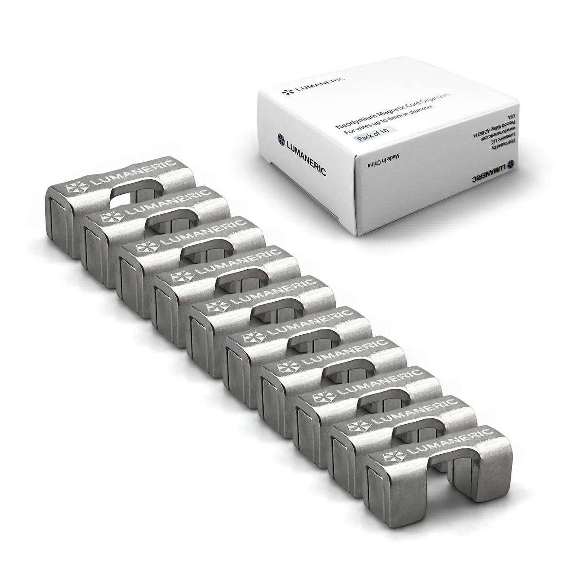 Lumaneric Magnetic Cord Holder 10-Pack Silver 17mm — product photo