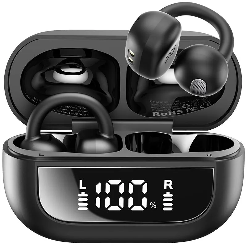 TOZO Store TOZO Store OpenEarRing Clip-On Earbuds Black 40H Bluetooth 5.4 — product photo