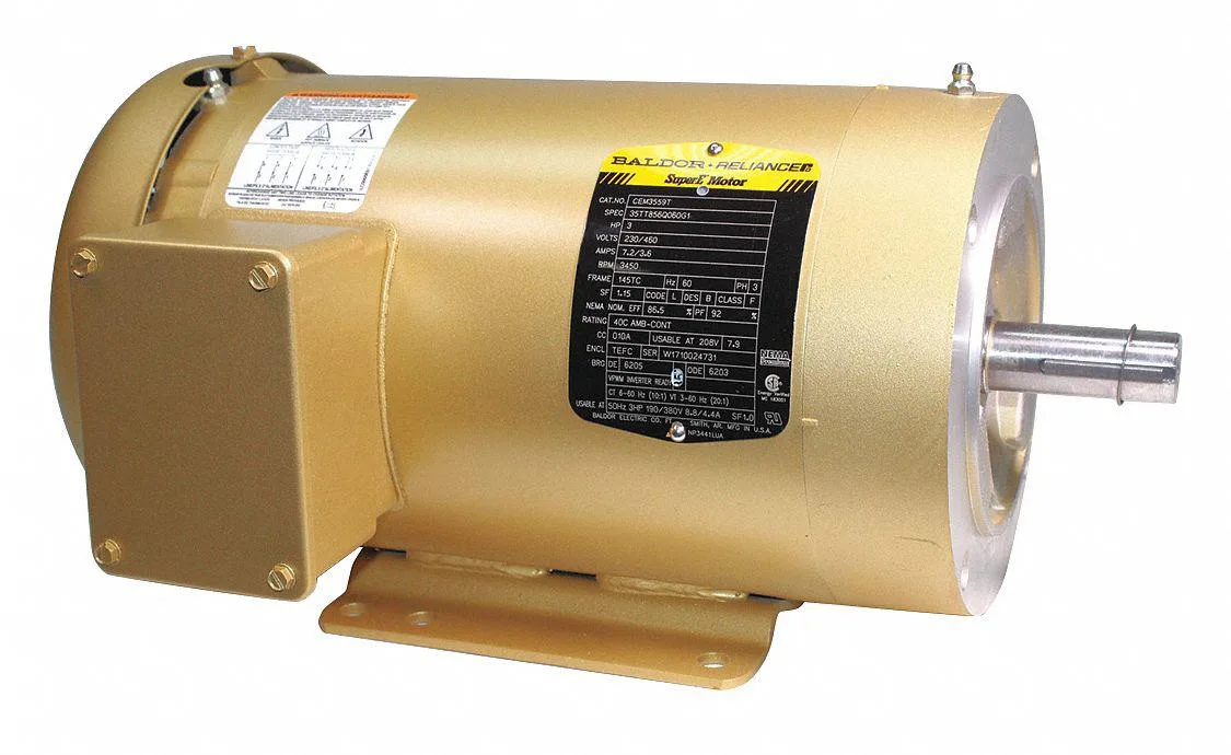 Baldor-Reliance 3 HP three-phase motor 143TC frame steel enclosure 52.1 kg