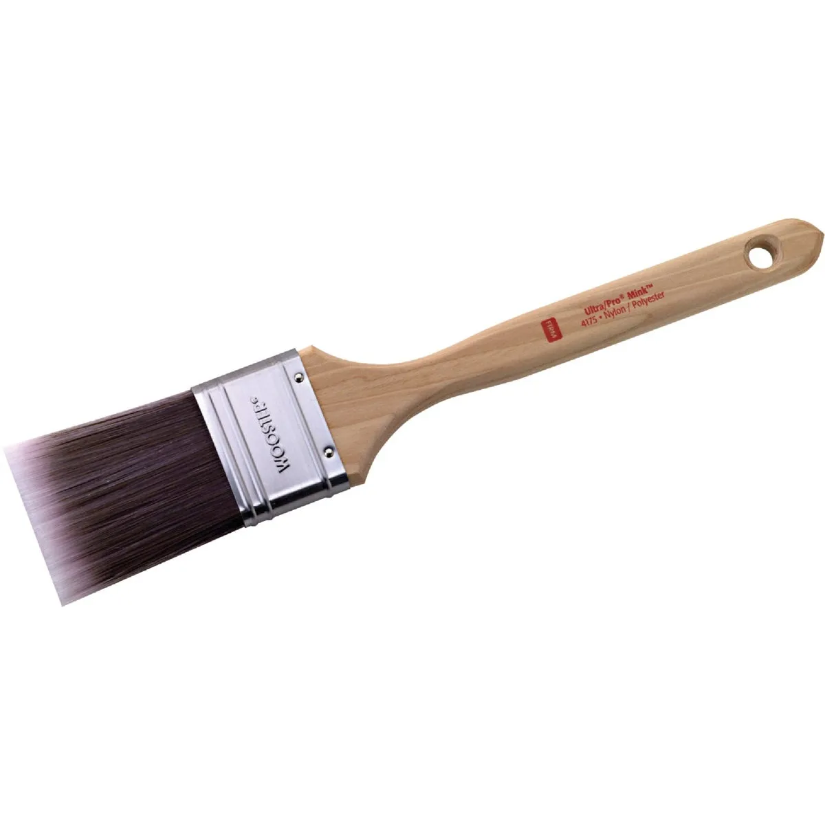 Two-inch flat sash brush with purple and sable synthetic bristles and a wooden handle