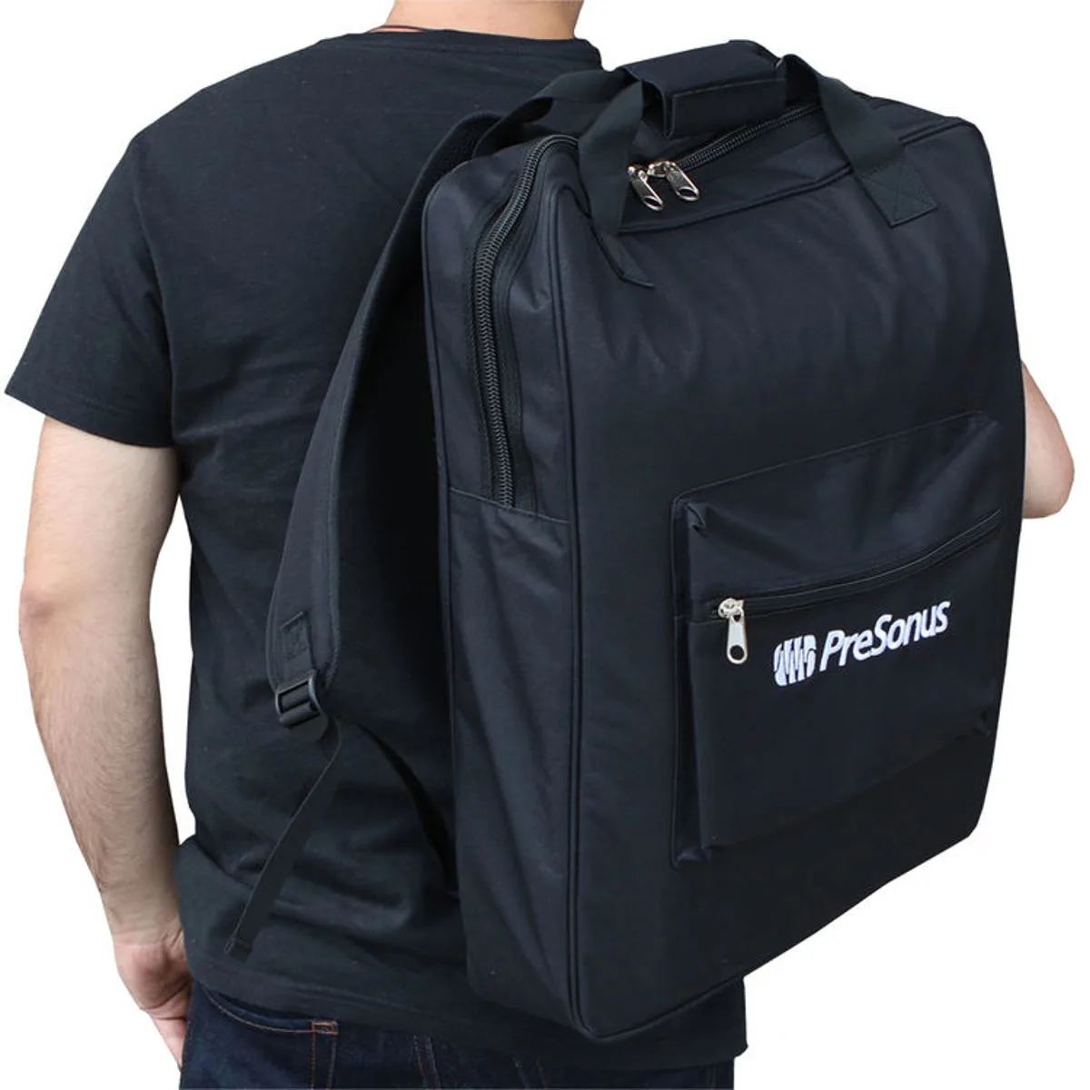 Black padded backpack shaped for StudioLive AR12 or AR16 mixer