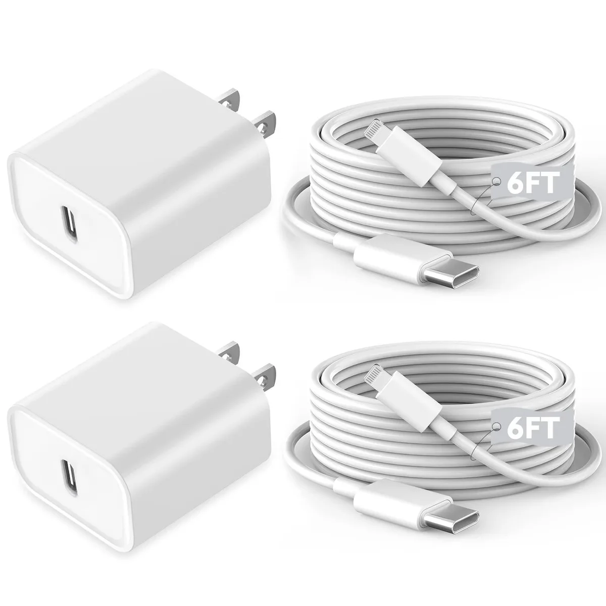 Elestur Elestur 20 W USB-C PD 3.0 charger with 6 ft Lightning cable 2-pack — product photo