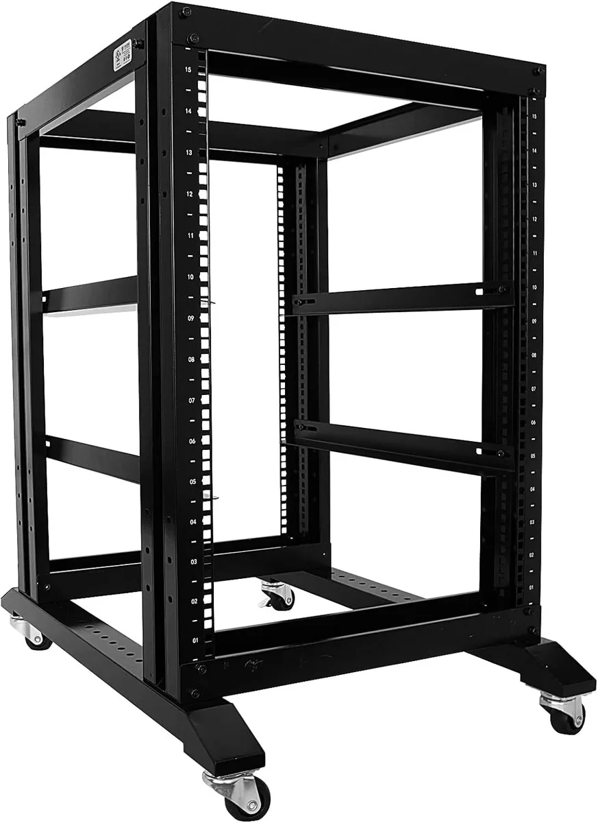 PISKEKAT PISKEKAT 15U 19" 4-Post Open Frame Server Rack 24" Depth Black — product photo