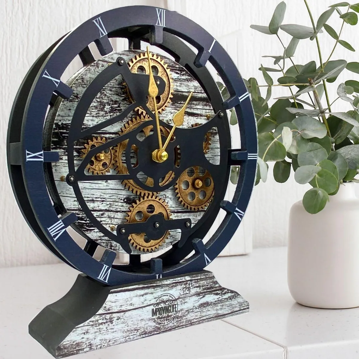 The Gears Clock The Gears Clock CABADA LINE 10 Inch Round Grey/White Clock — product photo