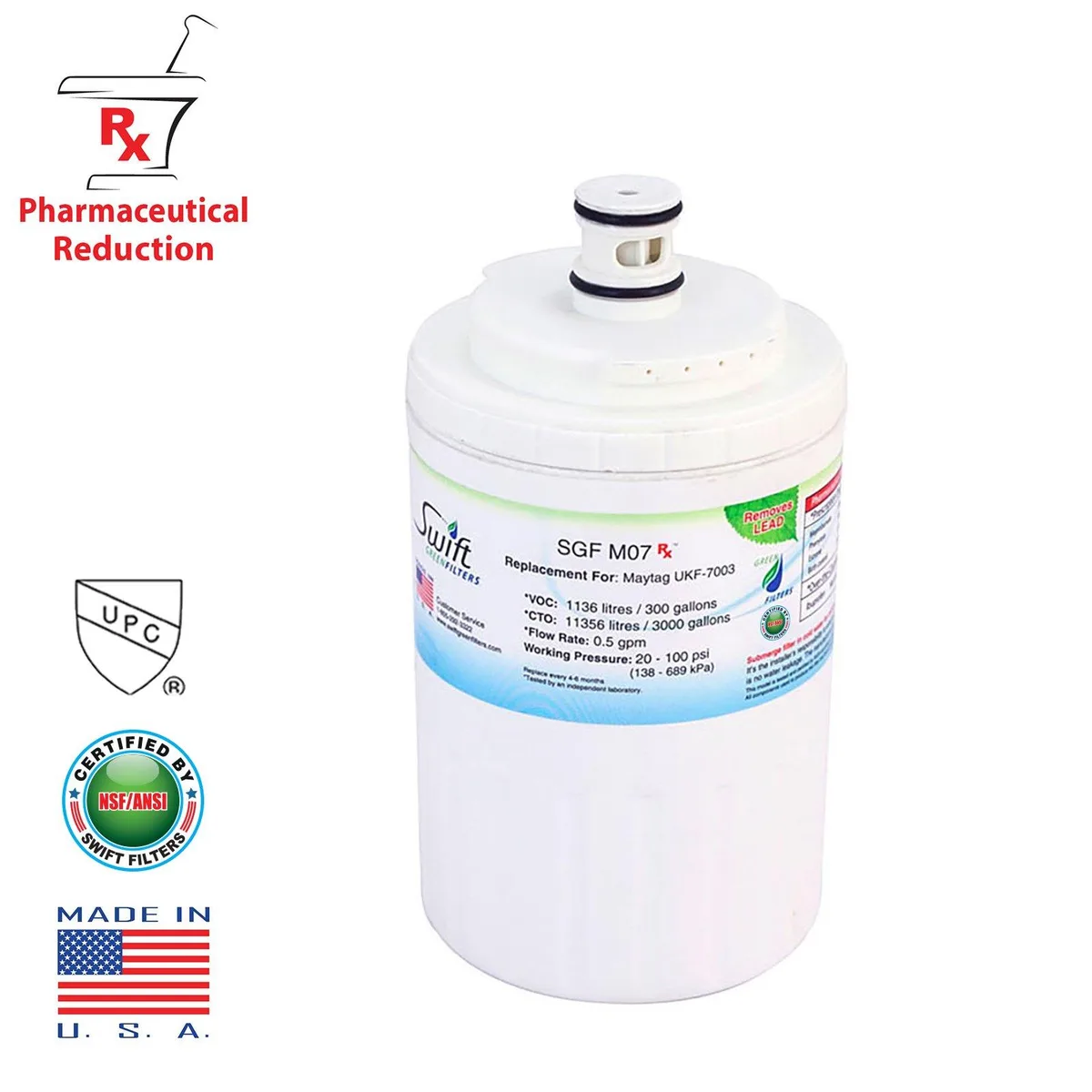 Swift Green Swift Green SGF-M07 Rx refrigerator water filter for UKF7003, UKF7001, EDR7D1, Filter 7 — product photo