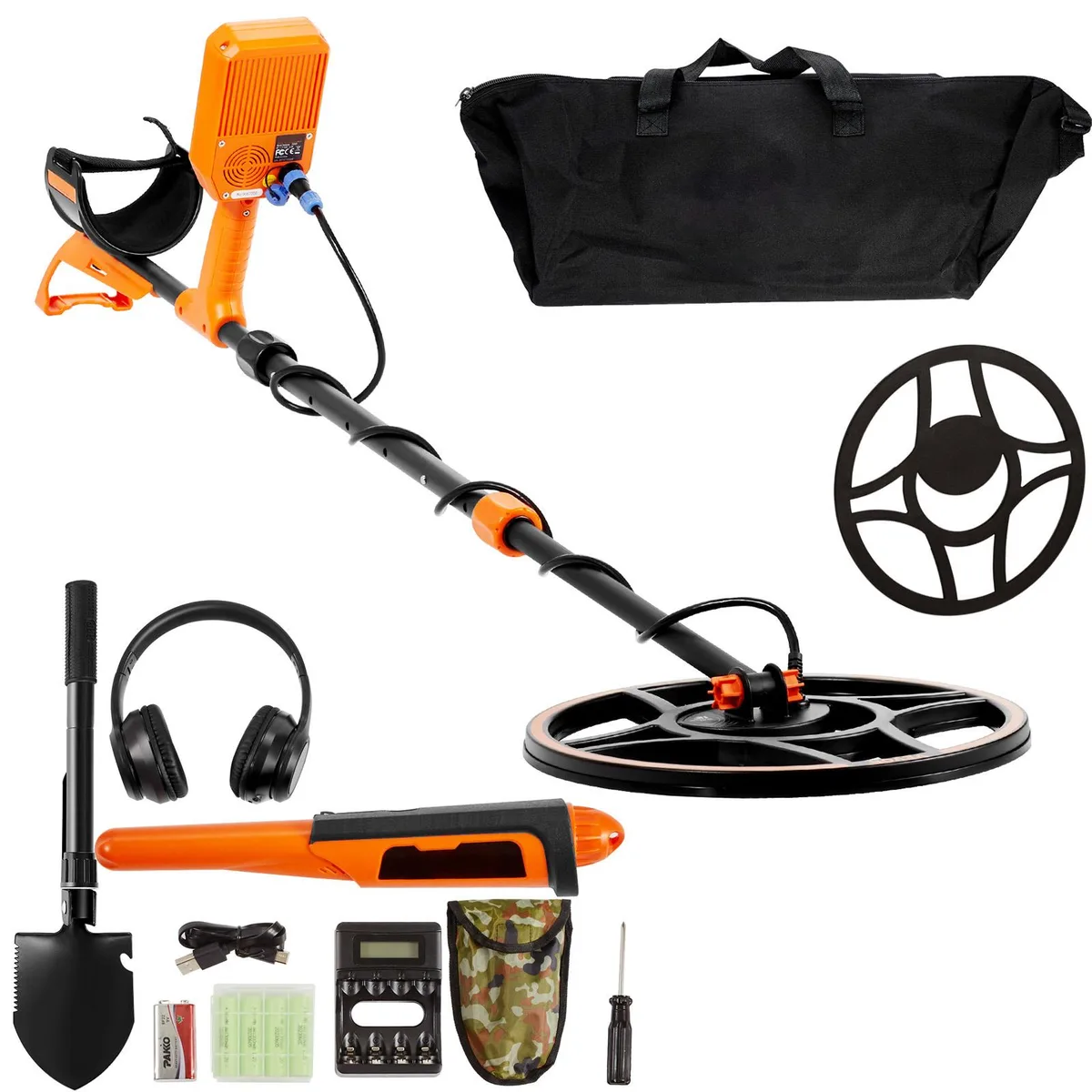 VEVOR VEVOR TS185A Metal Detector 12" Coil 39-50in Adjustable IP68 Bluetooth Headset — product photo