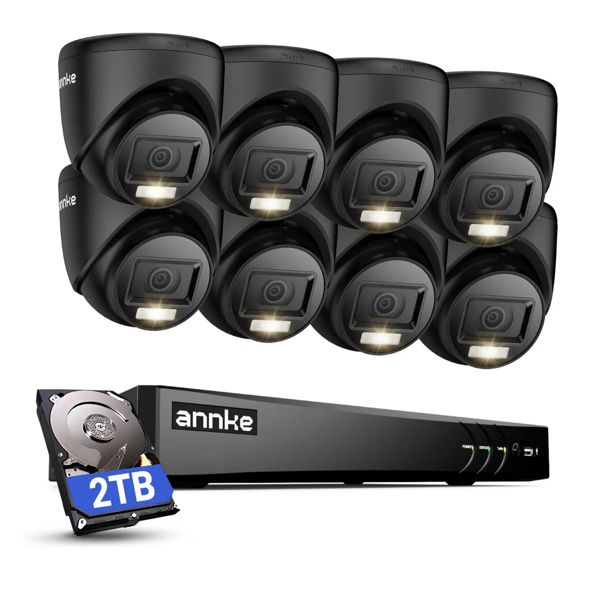 Annke Annke 8CH 4K H.265+ 5-in-1 DVR 8x2MP 2TB HDD 66ft Night Vision Black surveillance security system — product photo
