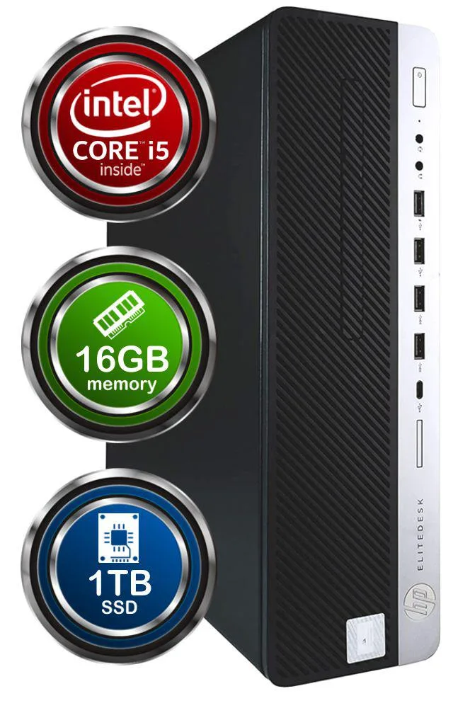 HP HP EliteDesk 800G4 desktop PC i5-8500 3.2GHz 16GB DDR4 1TB SSD Win 11 Pro — product photo