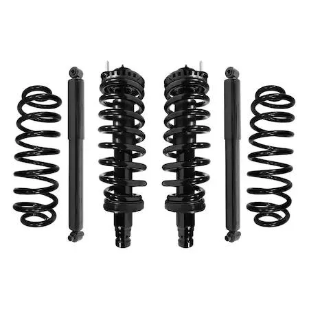 Unity front and rear complete strut assembly silver metal cylinder with coil spring and top mount