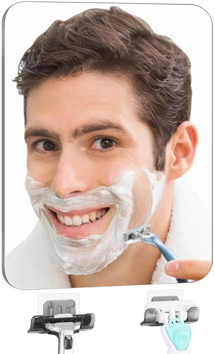 EUAIAJ Fogless Shower Mirror 6.8x5.2in with Razor Holder — product photo