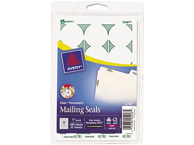 Avery Avery 5248 Clear Mailing Seals 1" 480 Labels — product photo