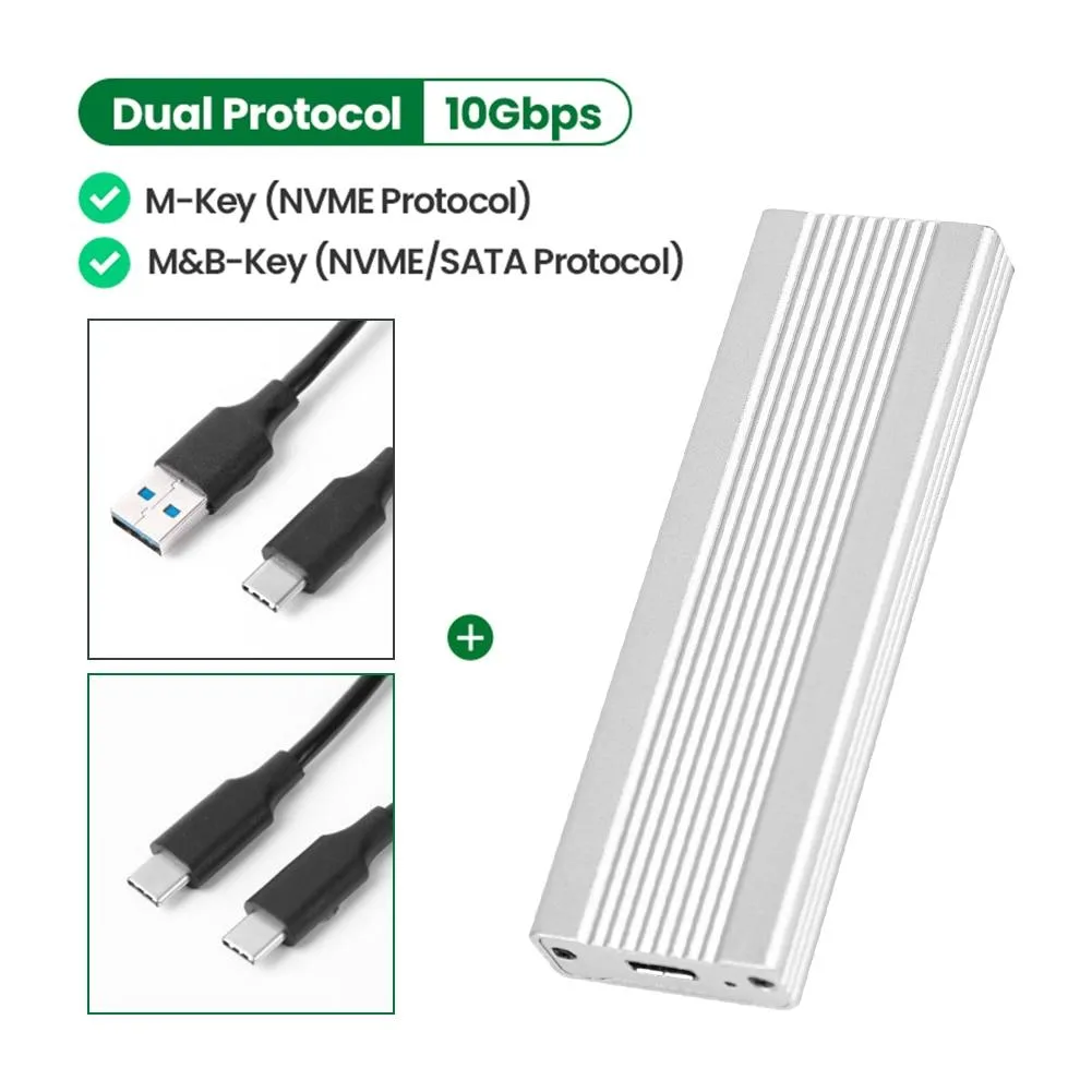 YINGHUA YINGHUA M.2 to USB-C Enclosure Aluminium 5Gbps 10Gbps Silver D — product photo