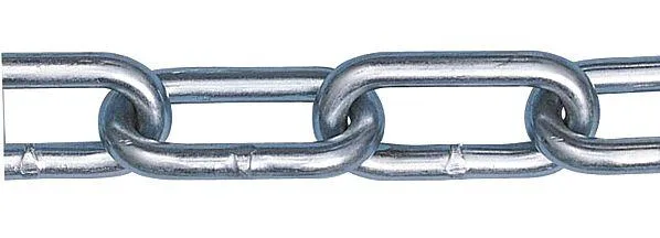 Zinc plated carbon steel straight link coil chain 100ft 7/0 trade size 14 links per foot welded finish