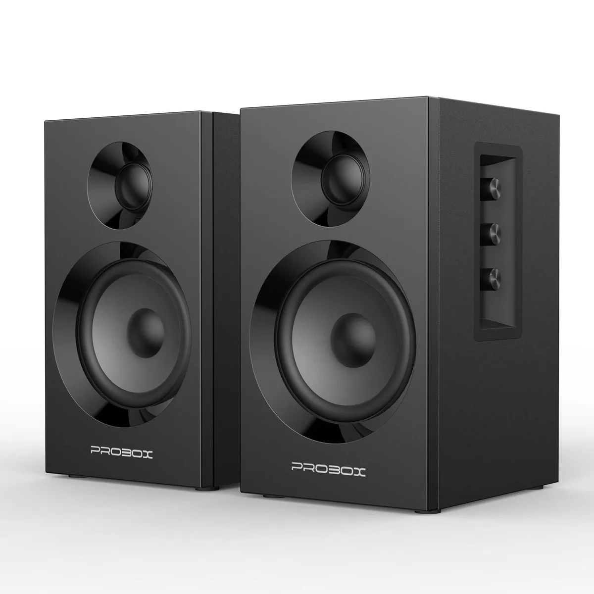  Probox BT16 2.0 Powered Bookshelf Speakers 60W Bluetooth 5.3 24-Bit USB DAC Black — product photo