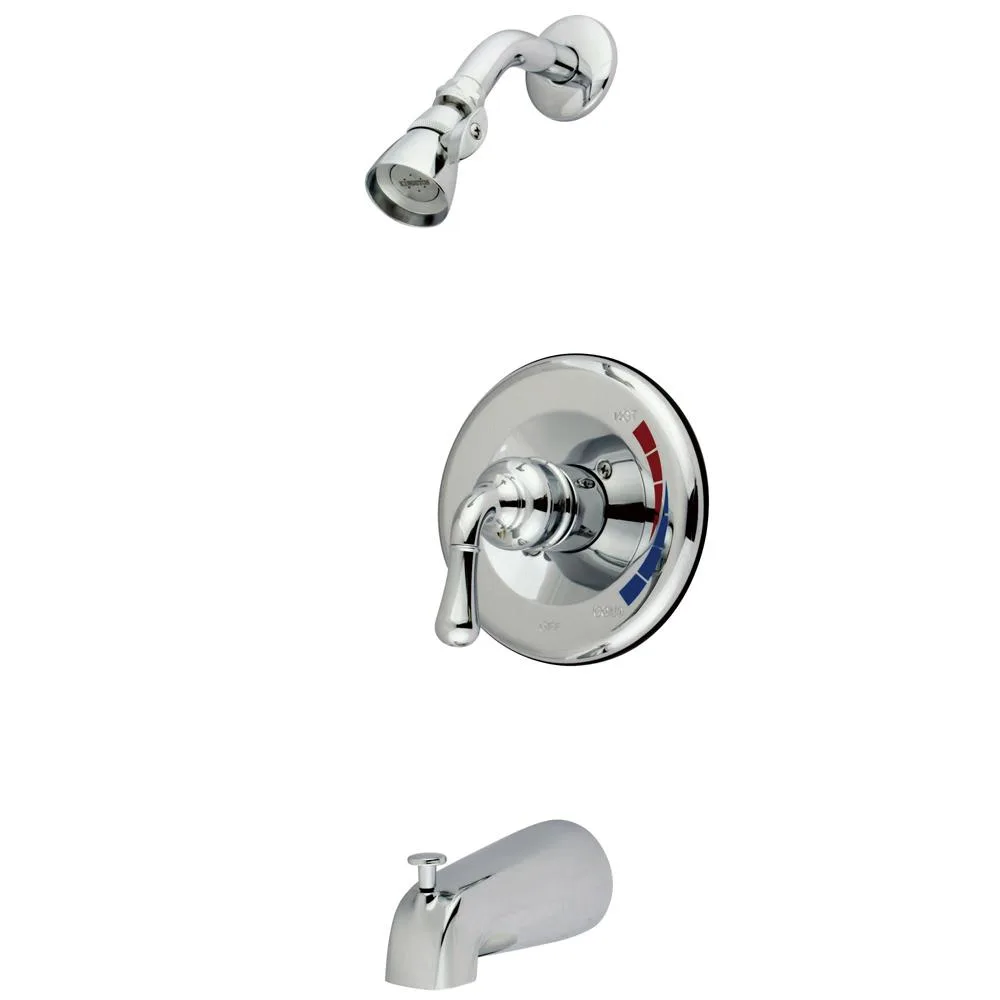 Chrome tub and shower faucet with single lever handle