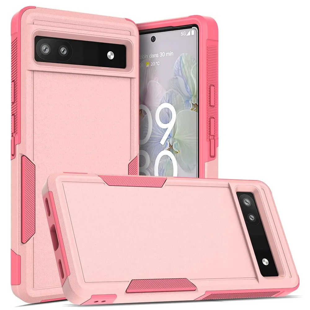 Pink two-layer phone case with raised edges and reinforced corners