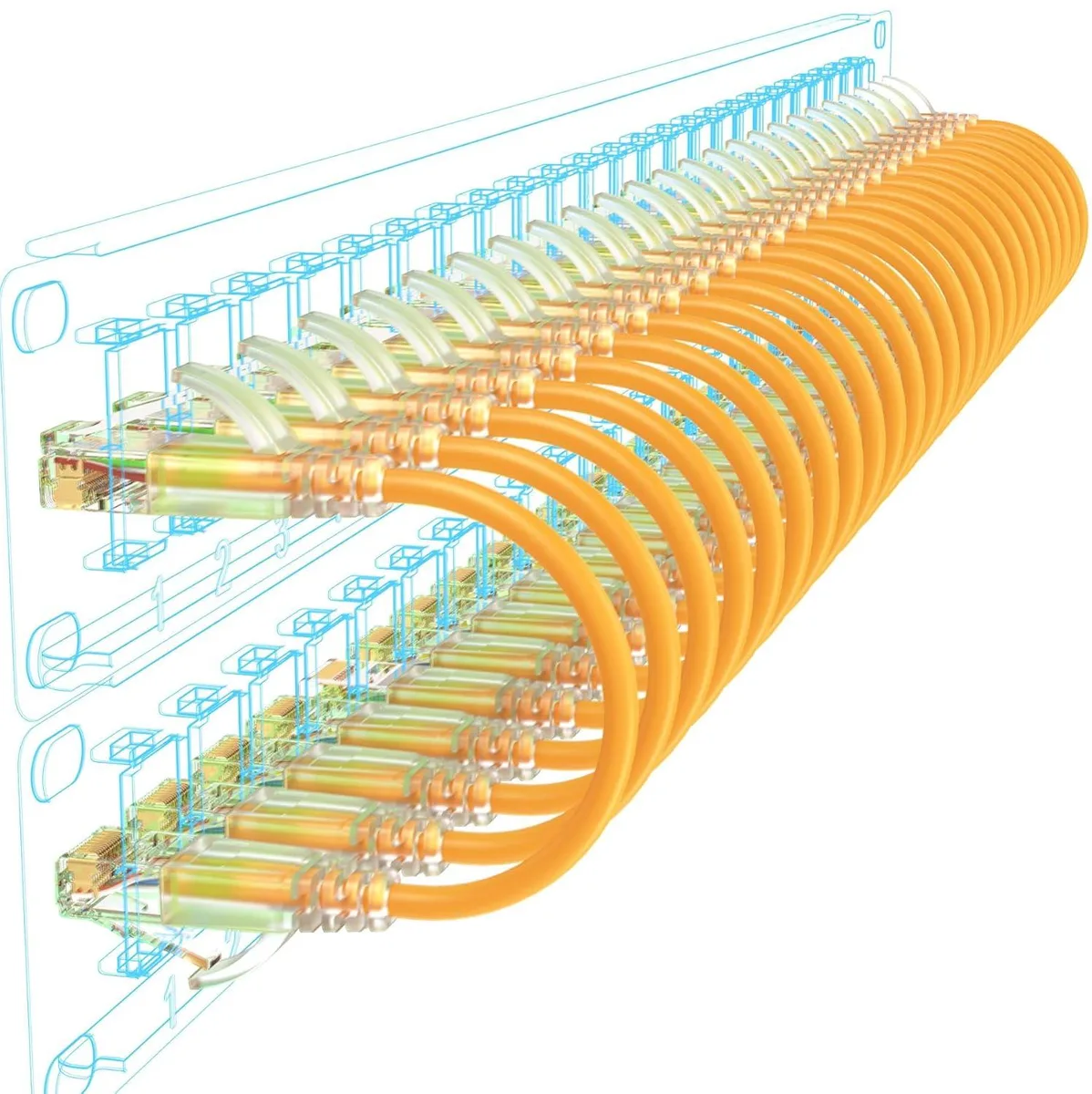BFKK BFKK Cat6a Patch Cable Slim 5ft Orange 24 Pack Network Ethernet Cable — product photo