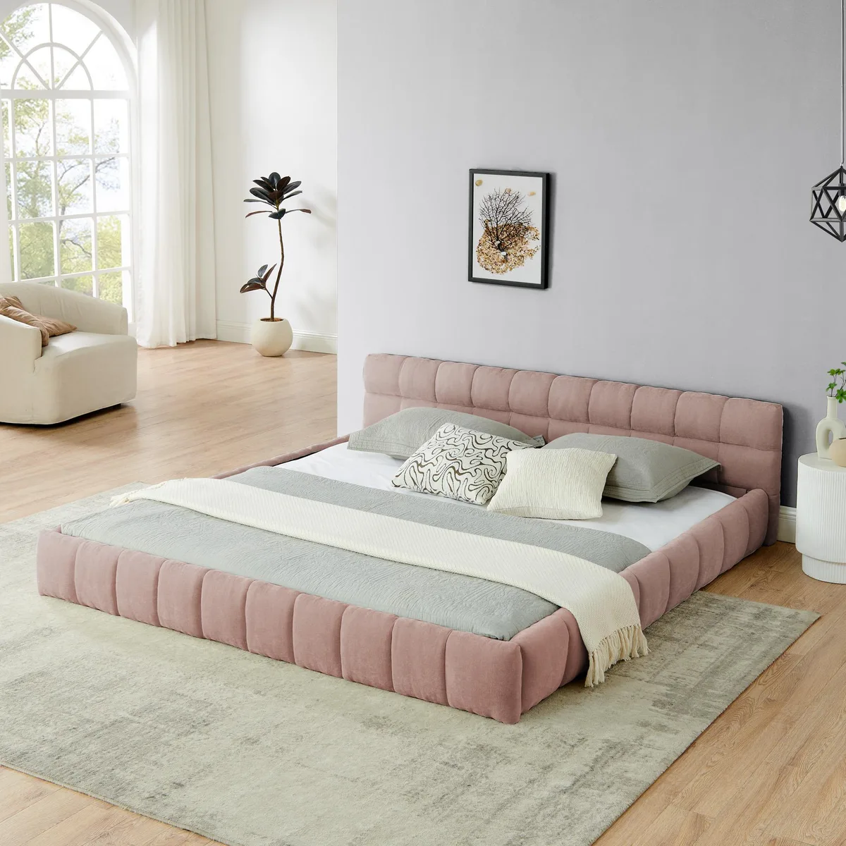 tuphen tuphen Grounded King Bed Pink 88.5x85.5x24 — product photo