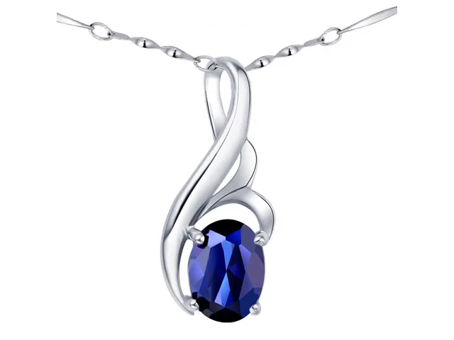 Mabella Fashion Mabella Fashion PWS012CBS 0.75 ct Sapphire Pendant 18" .925 Silver — product photo