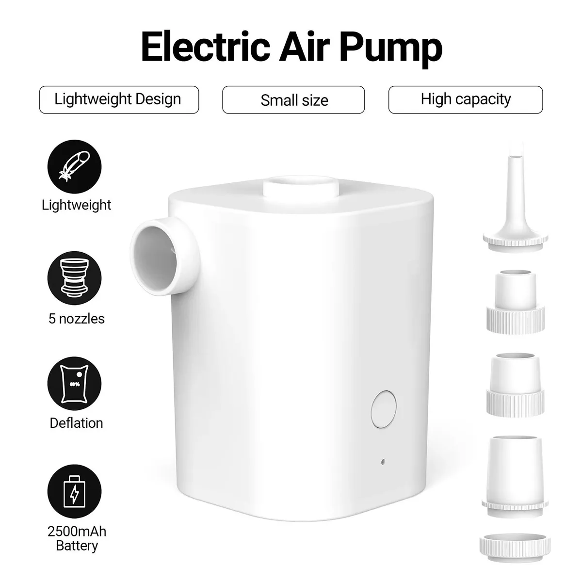 BOPORO BOPORO 2500mAh Rechargeable Electric Air Pump Red — product photo