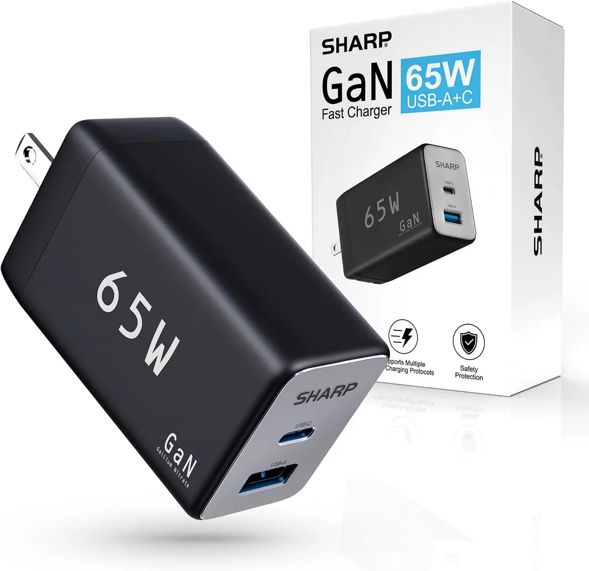 ONITOON ONITOON 65W USB-C Charger Dual Port GaN Foldable Black G451A1CU-WHT — product photo