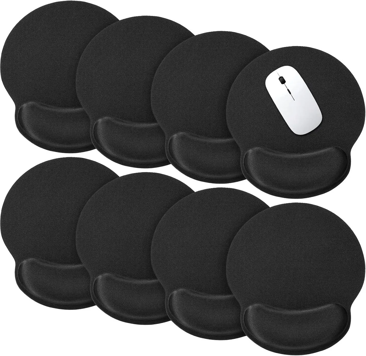 Brainwavz Brainwavz 8 Pack Ergonomic Mouse Pad Gel Memory Foam Wrist Rest Black 25 x 23 cm — product photo