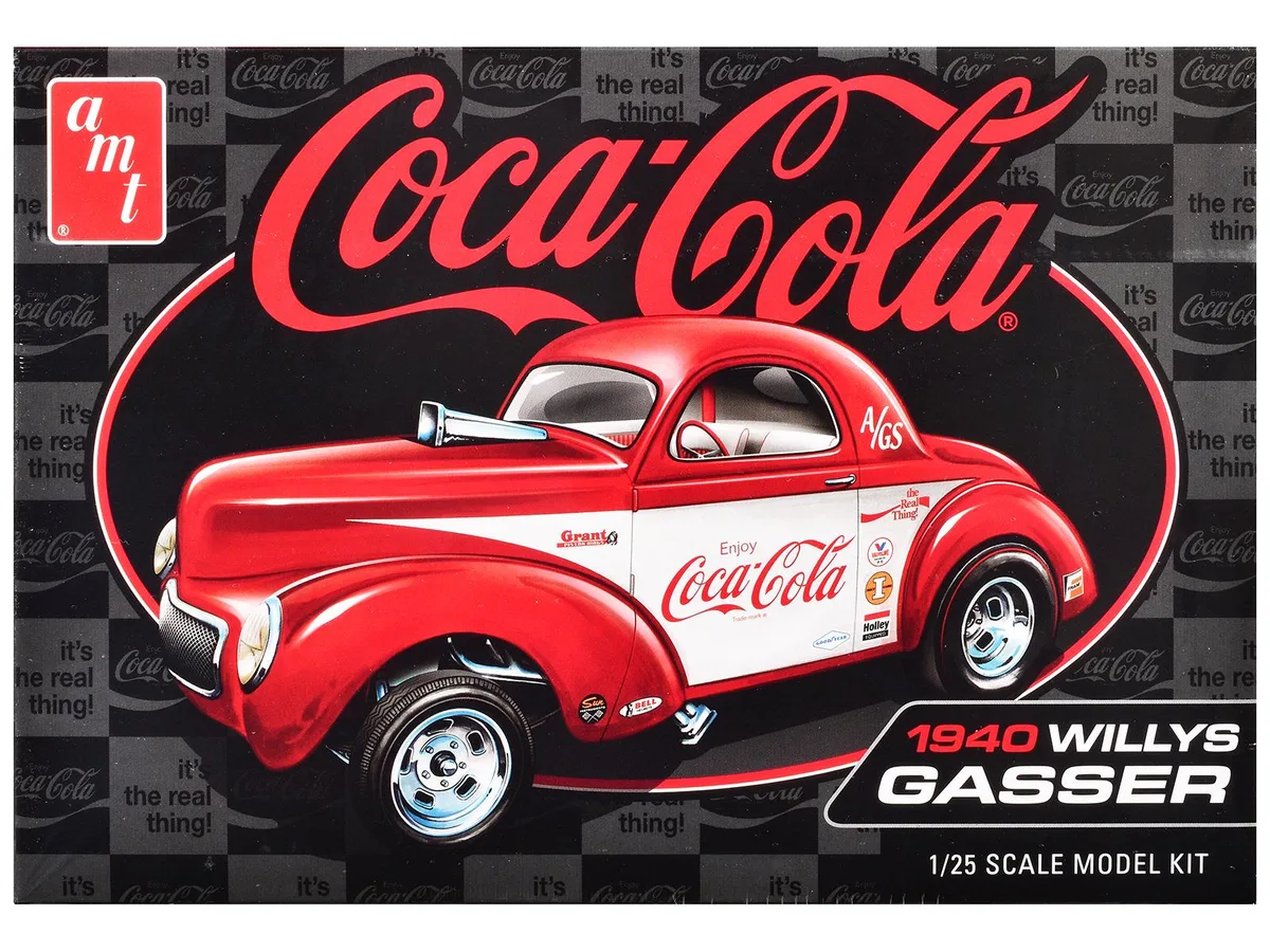 AMT AMT AMT1492 1/25 Scale 1940 Willys Coupe Coca-Cola Drag Car Model Kit 116 Parts hobby collectible — product photo