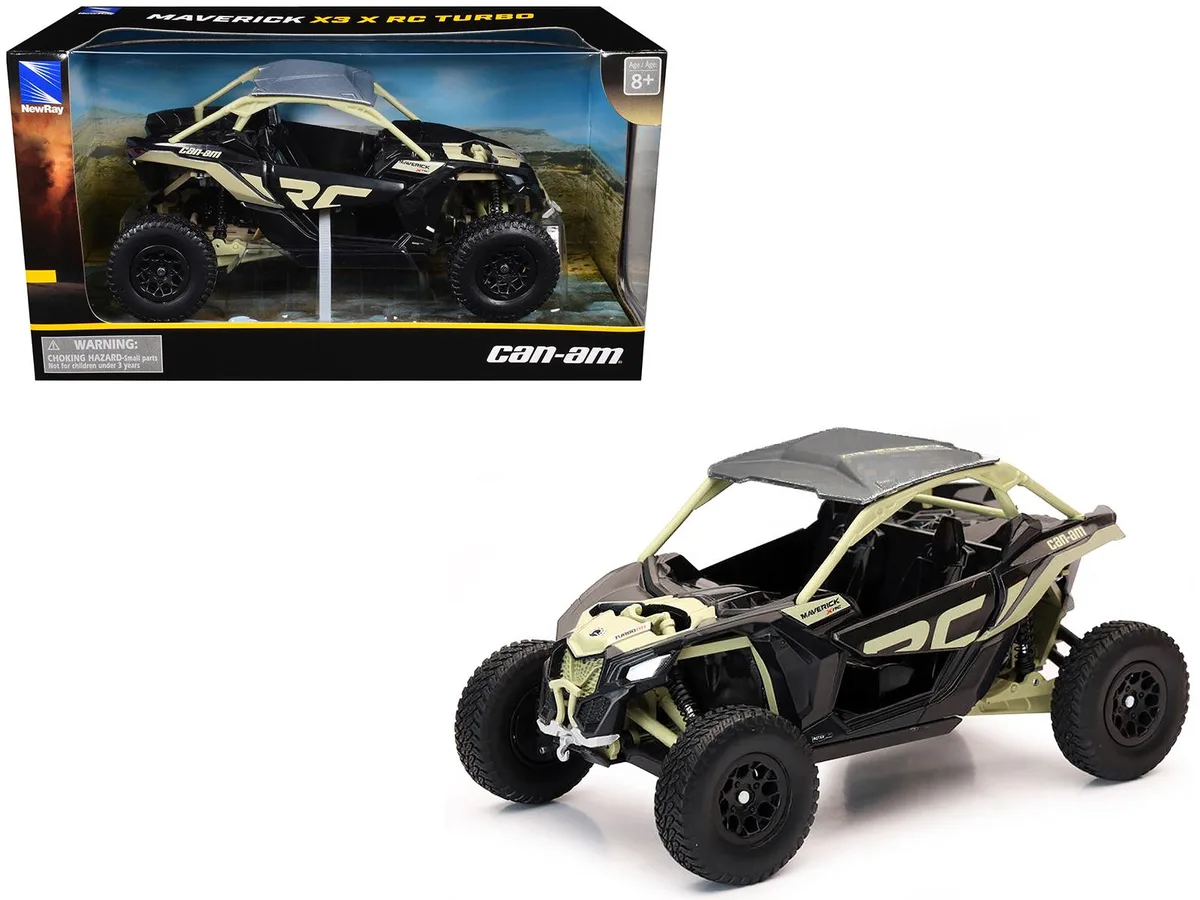 New Ray Toys New Ray Toys Can-Am Maverick X3 XRC Turbo ATV 1/18 Diecast Tan Black Silver Top — product photo