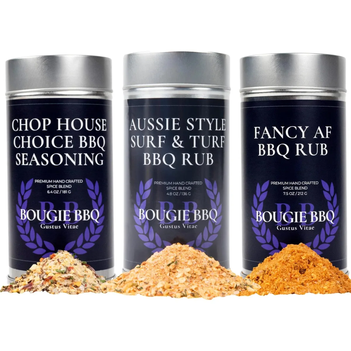 Gustus Vitae Condiments Gustus Vitae Condiments Surf &amp; Turf BBQ Seasonings 3 Pack — product photo