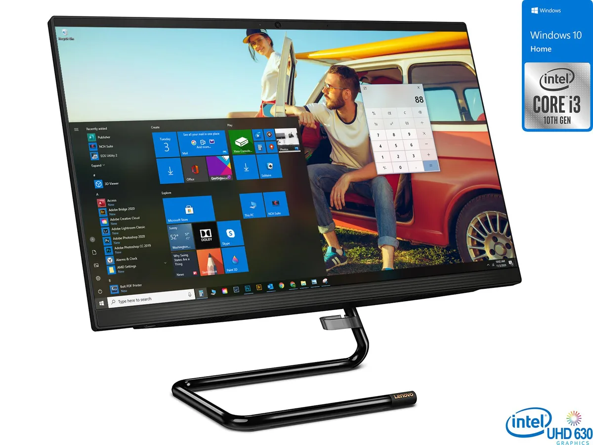 Lenovo Lenovo IdeaCentre 3i all-in-one PC 24" FHD Intel Core i3-10100T 8GB 256GB NVMe SSD + 1TB HDD Windows 10 Home — product photo