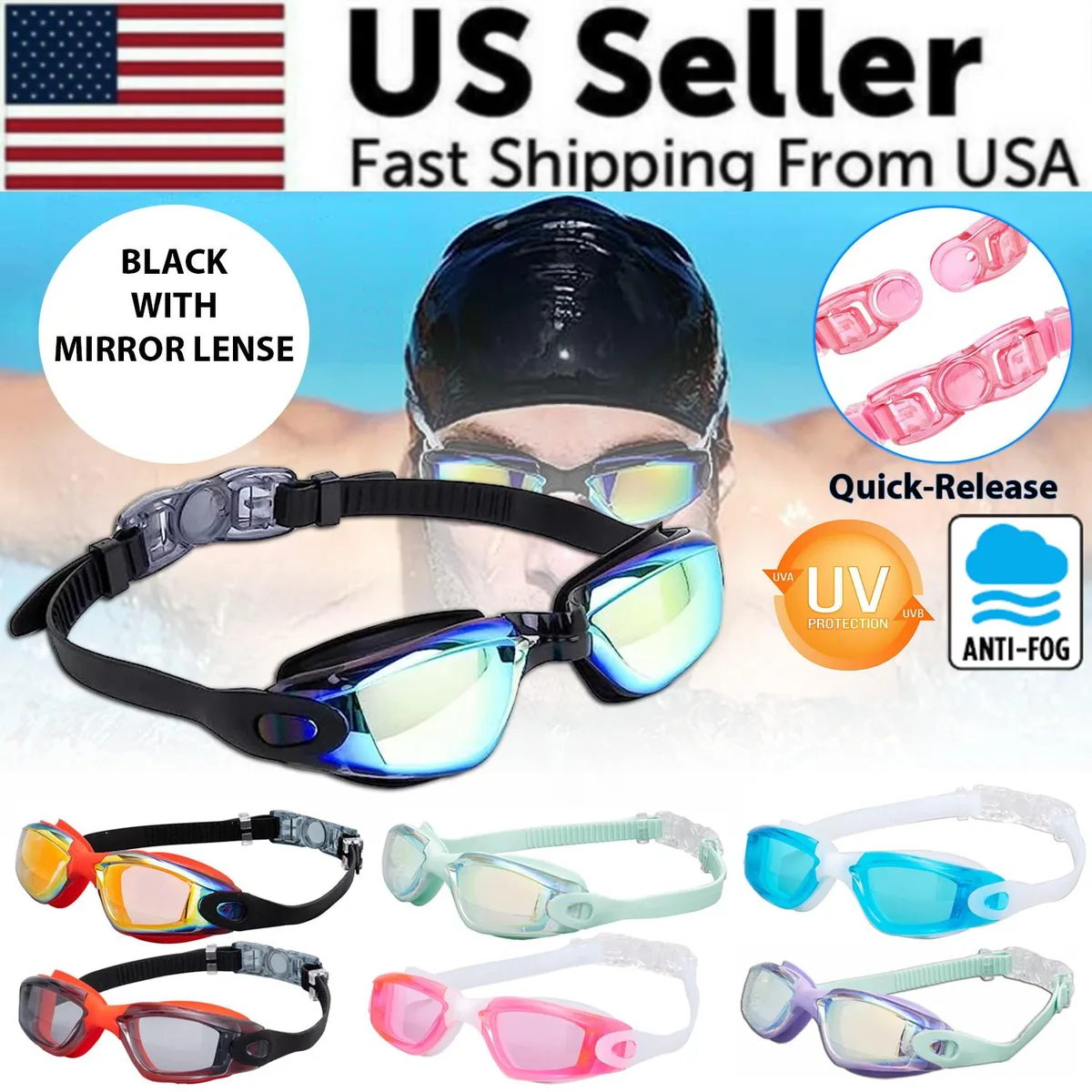 The Perfect Part The Perfect Part Swimming Goggles Black with Mirrored Lenses — product photo