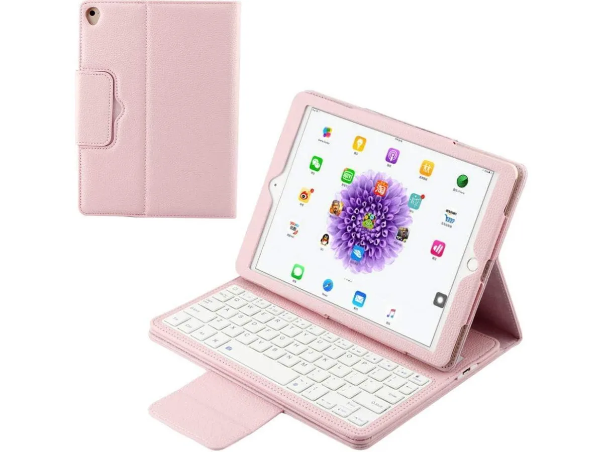 Pink slim shell iPad 9.7 keyboard case with detachable Bluetooth keyboard