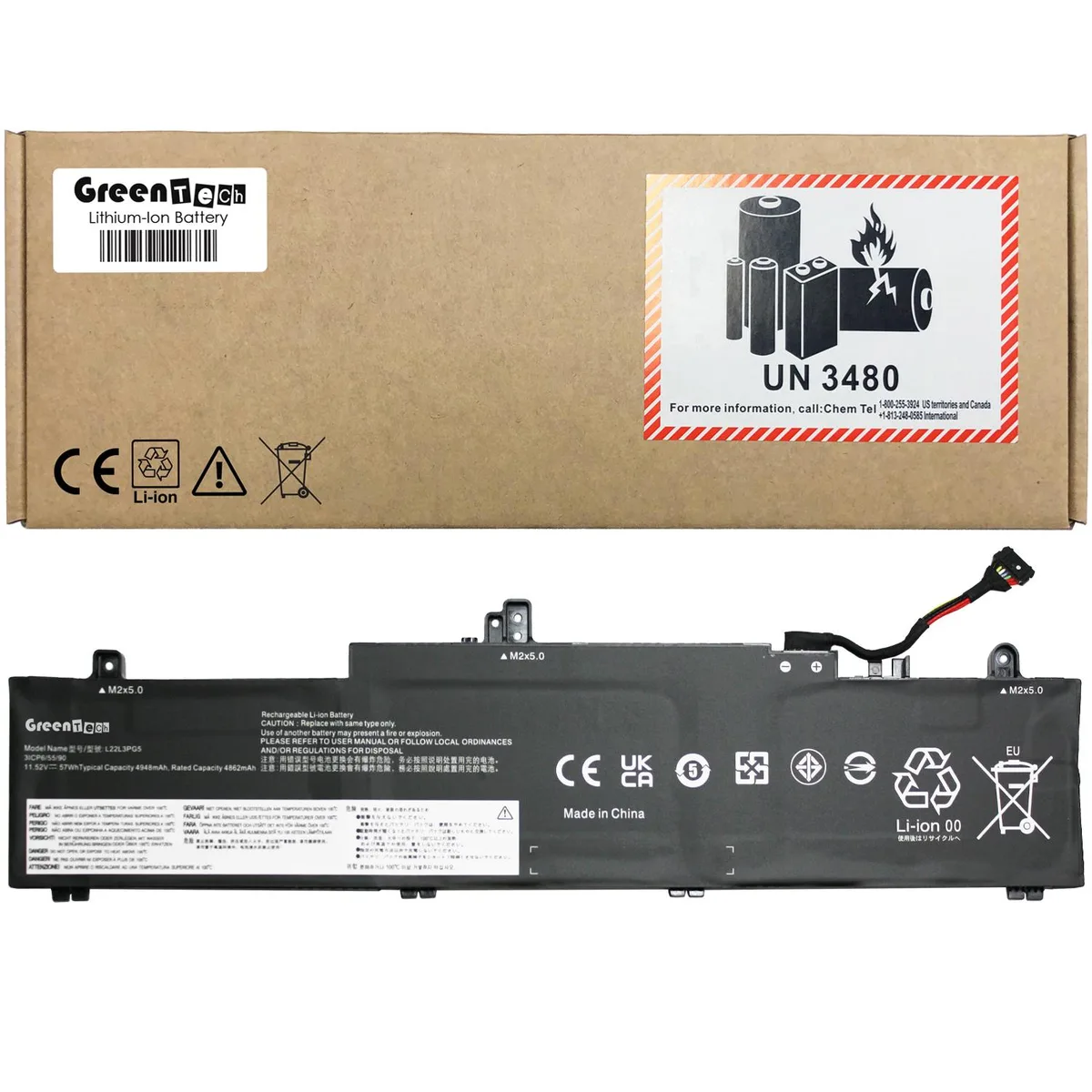 GreenTechLLC GreenTechLLC L22M3PG4 47Wh laptop battery — product photo