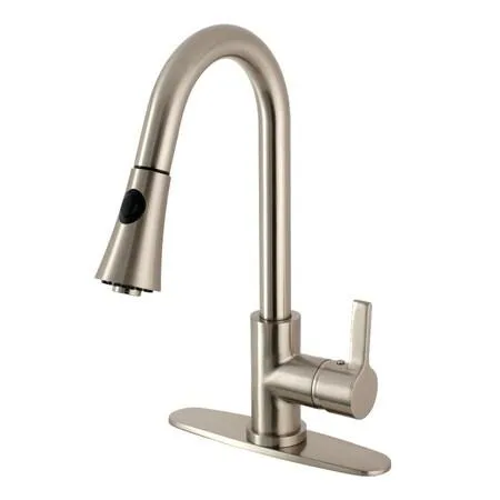 Gourmetier Continental single-handle pull-down kitchen faucet with high arched spout and chrome finish