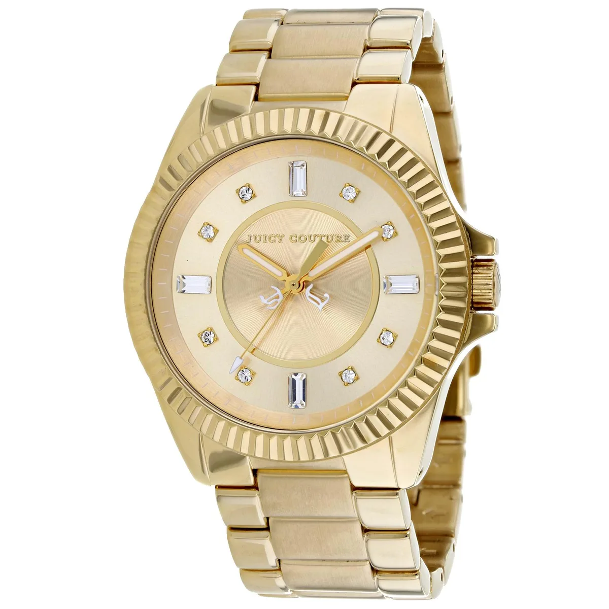 Gold stainless steel watch with gold dial and bracelet